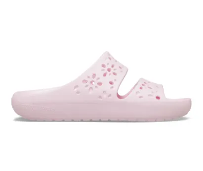 210966-6ZW Croc's Classic Floral Cut Out Sandal Pink Milk