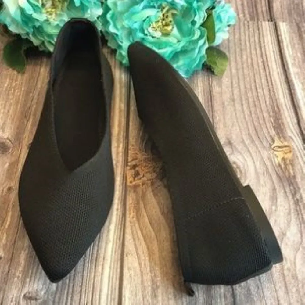 Ballet Black Knit Texture Mesh Flats Slip-Ons 8.5M