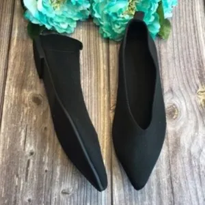 Ballet Black Knit Texture Mesh Flats Slip-Ons 8.5M