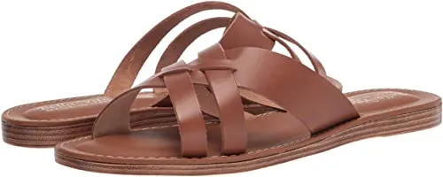 Bella Vita Made in Italy Women's Slide Sandal Flat, Whiskey Italian Leather, 9.5 Wide