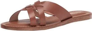 Bella Vita Made in Italy Women's Slide Sandal Flat, Whiskey Italian Leather, 9.5 Wide
