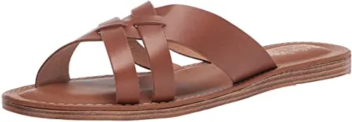 Bella Vita Made in Italy Women's Slide Sandal Flat, Whiskey Italian Leather, 9.5 Wide