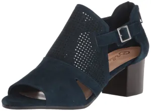 Bella Vita Women's Illiana Block Heel Heeled Sandal, Navy Suede Leather, 8.5