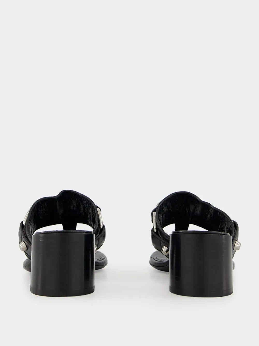 Black Mid-Heel City Tong Sandals
