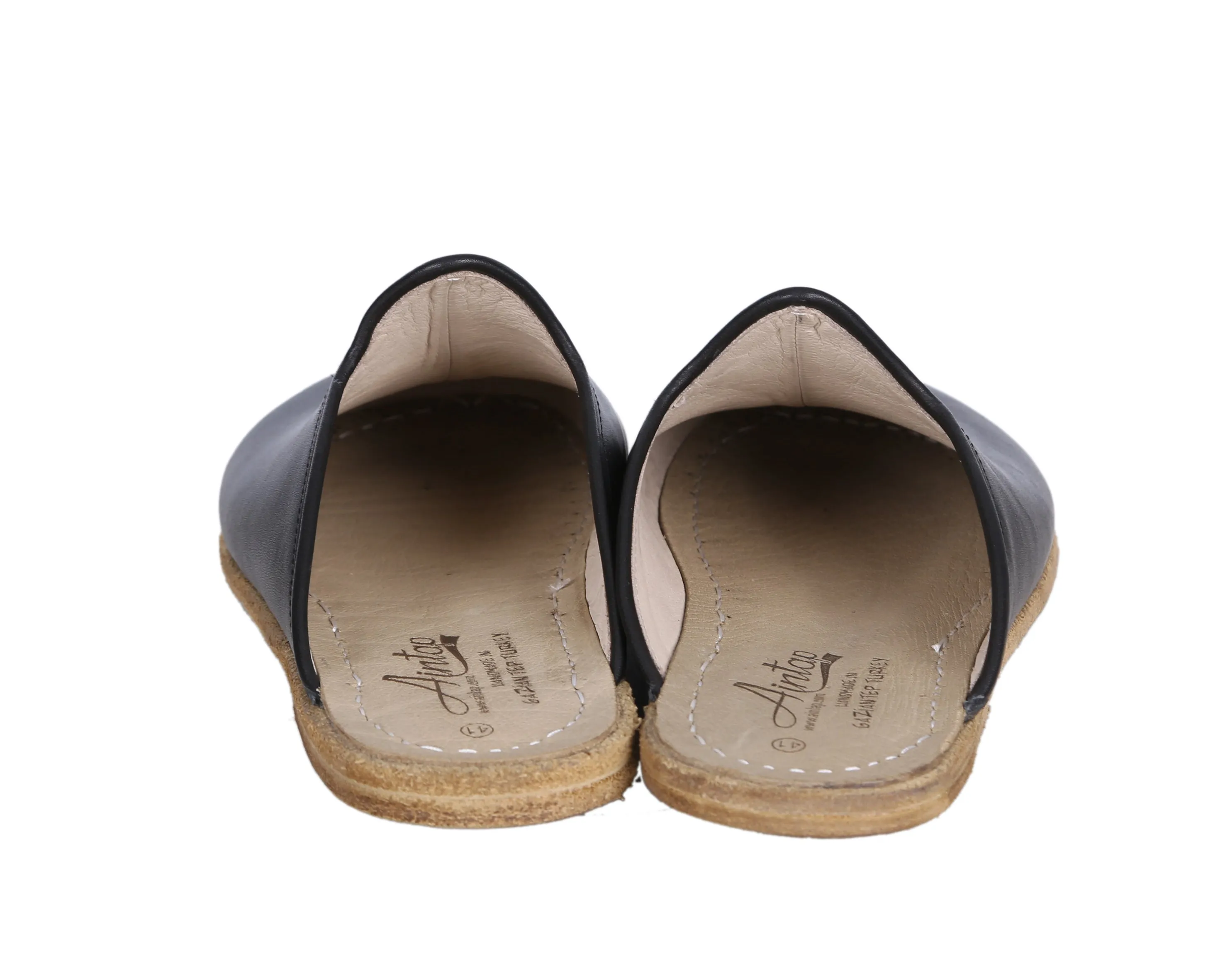 Black Sandal Wide Barefoot Smooth Leather Handmade