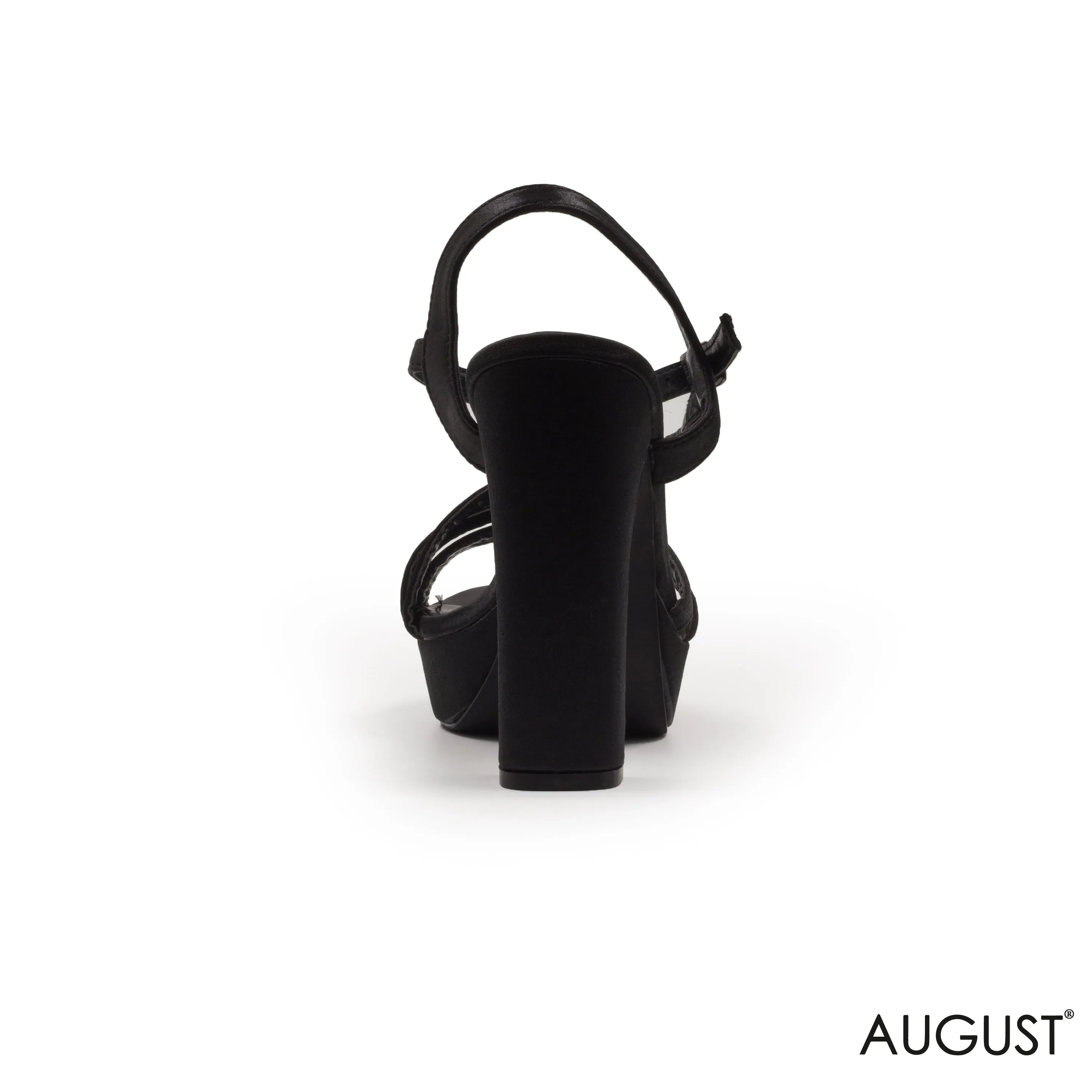 BLACK SATIN STRAPPY WITH ANKLE BUCKLE SANDAL