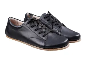 Black Sneaker Wide Barefoot Smooth Leather Handmade Shoes