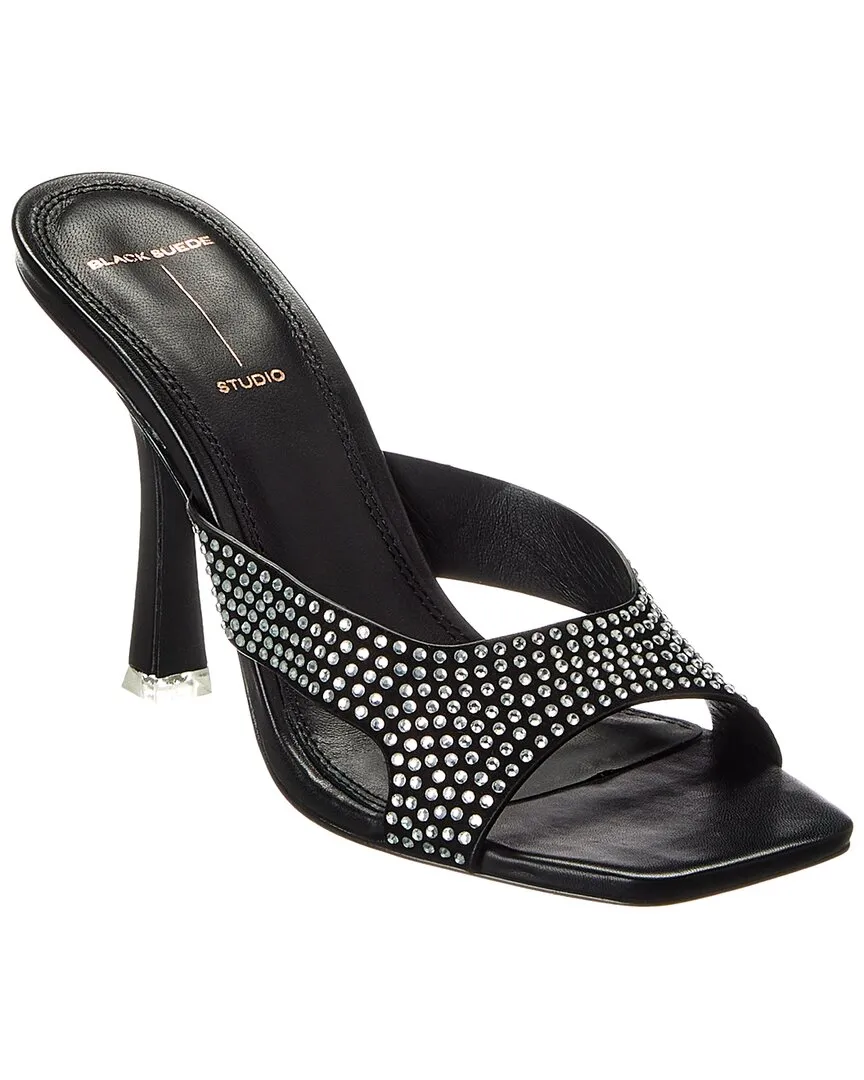 Black Suede Studio Charlie Leather Sandal