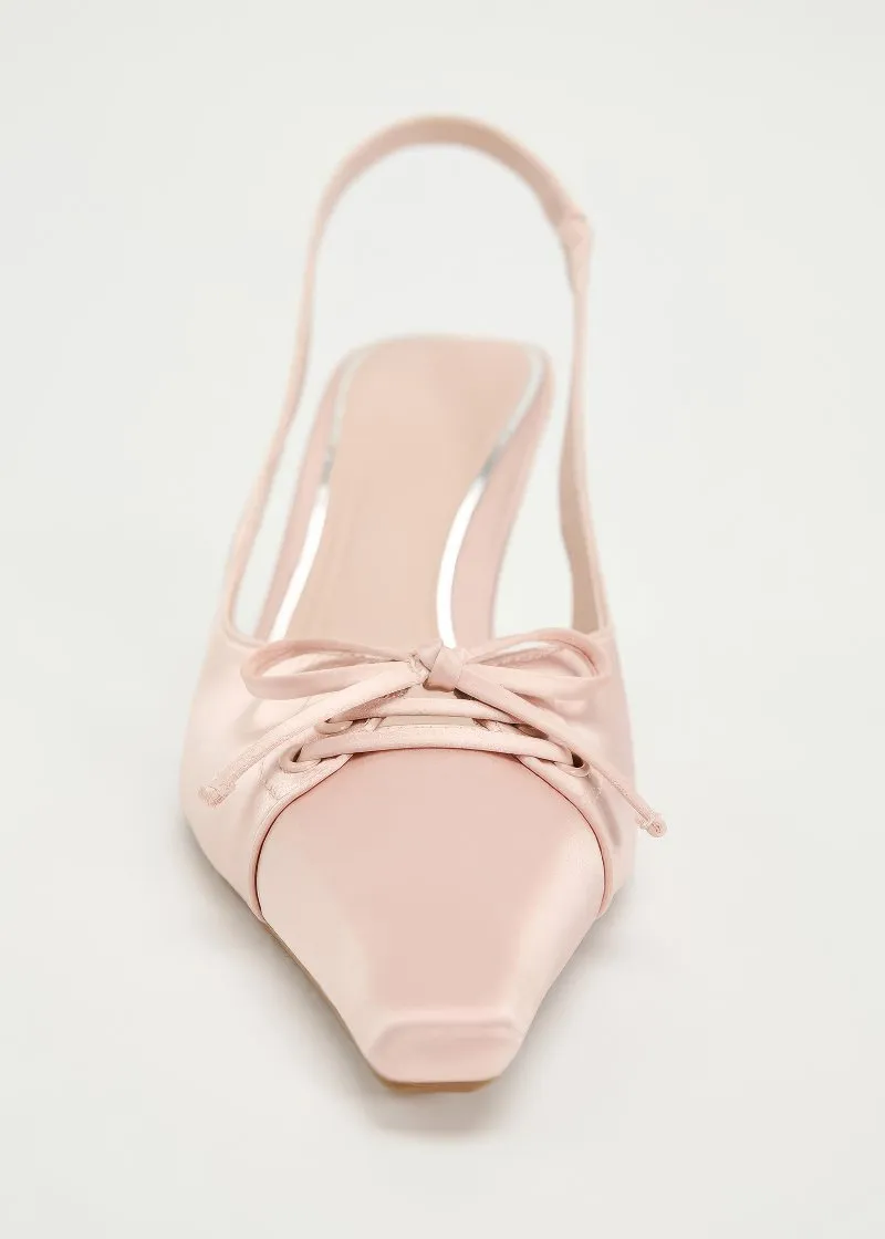 Bow Pointed Toe Slingback Heels