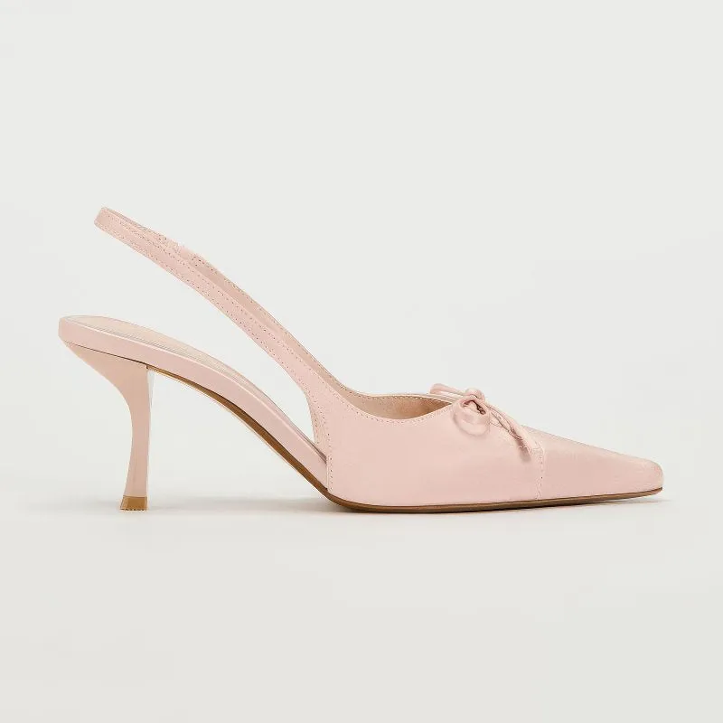Bow Pointed Toe Slingback Heels