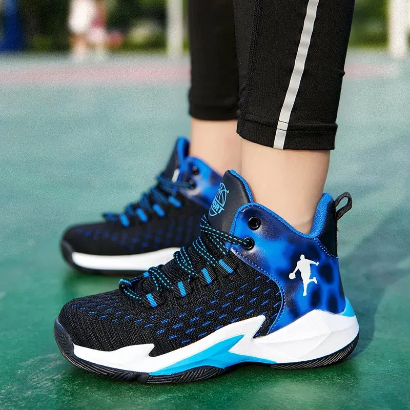 Boys Brand Mesh Basketball Shoes Kids Sneakers Thick Sole Non-slip Children Sports Shoes Child Boy Basket Trainer Shoes Girls