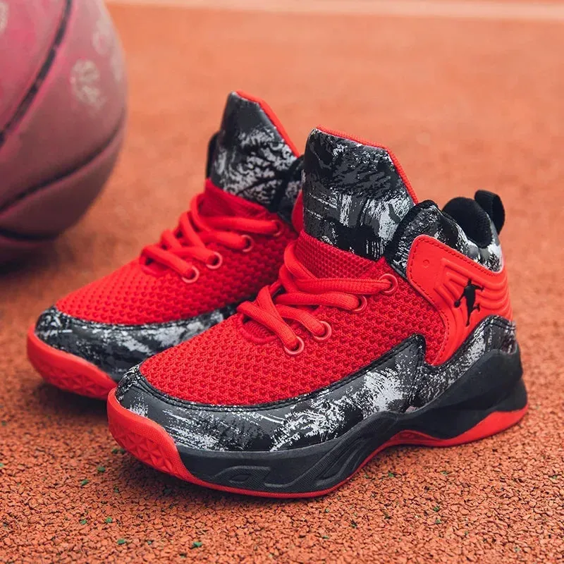 Boys Brand Mesh Basketball Shoes Kids Sneakers Thick Sole Non-slip Children Sports Shoes Child Boy Basket Trainer Shoes Girls