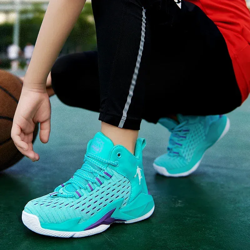 Boys Brand Mesh Basketball Shoes Kids Sneakers Thick Sole Non-slip Children Sports Shoes Child Boy Basket Trainer Shoes Girls