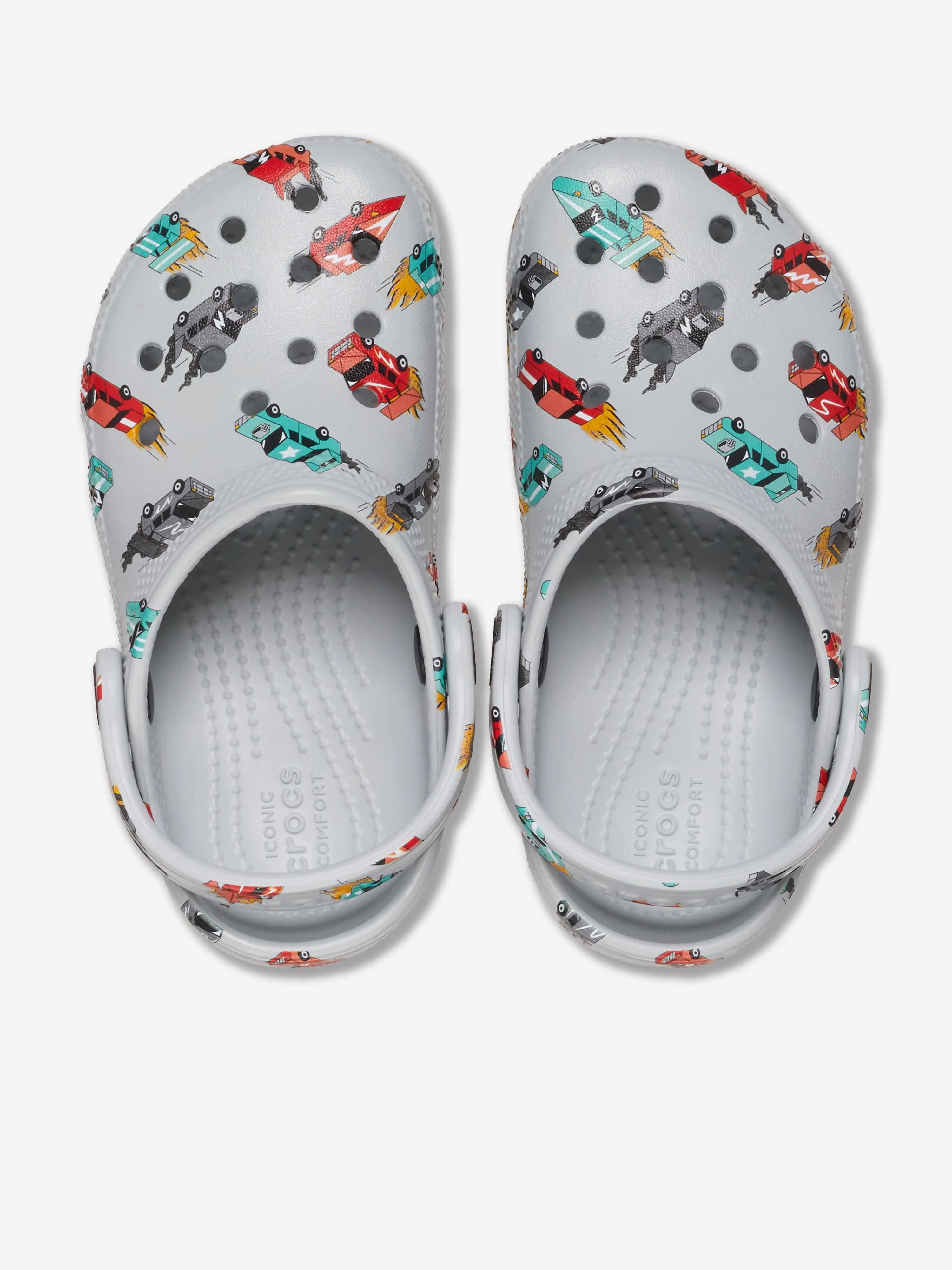Boys Classic Race Cars Graphic Clog in Grey