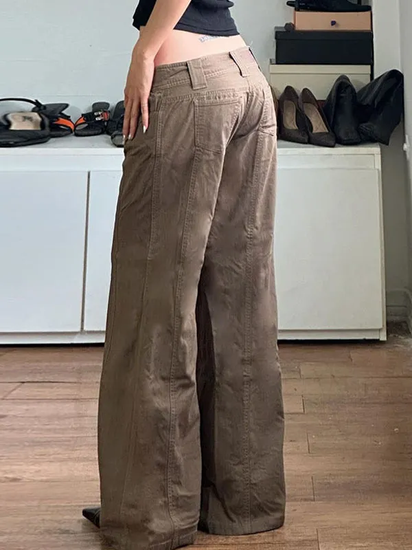 Brown vintage American low waist split flare jeans