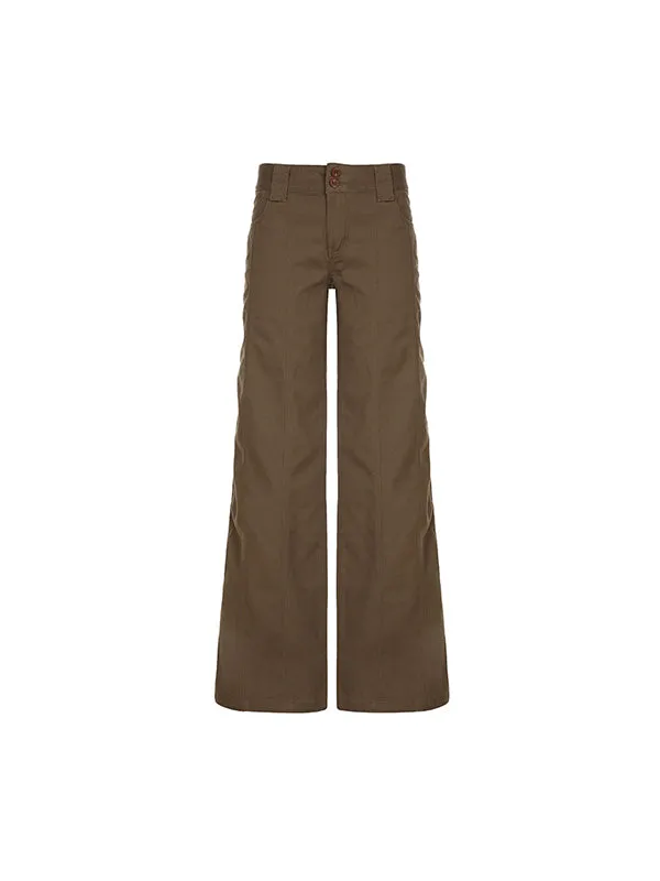 Brown vintage American low waist split flare jeans
