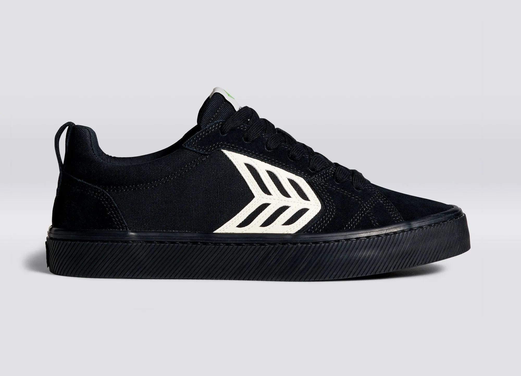 CATIBA PRO Low All Black Suede and Canvas Ivory Logo Sneaker Men