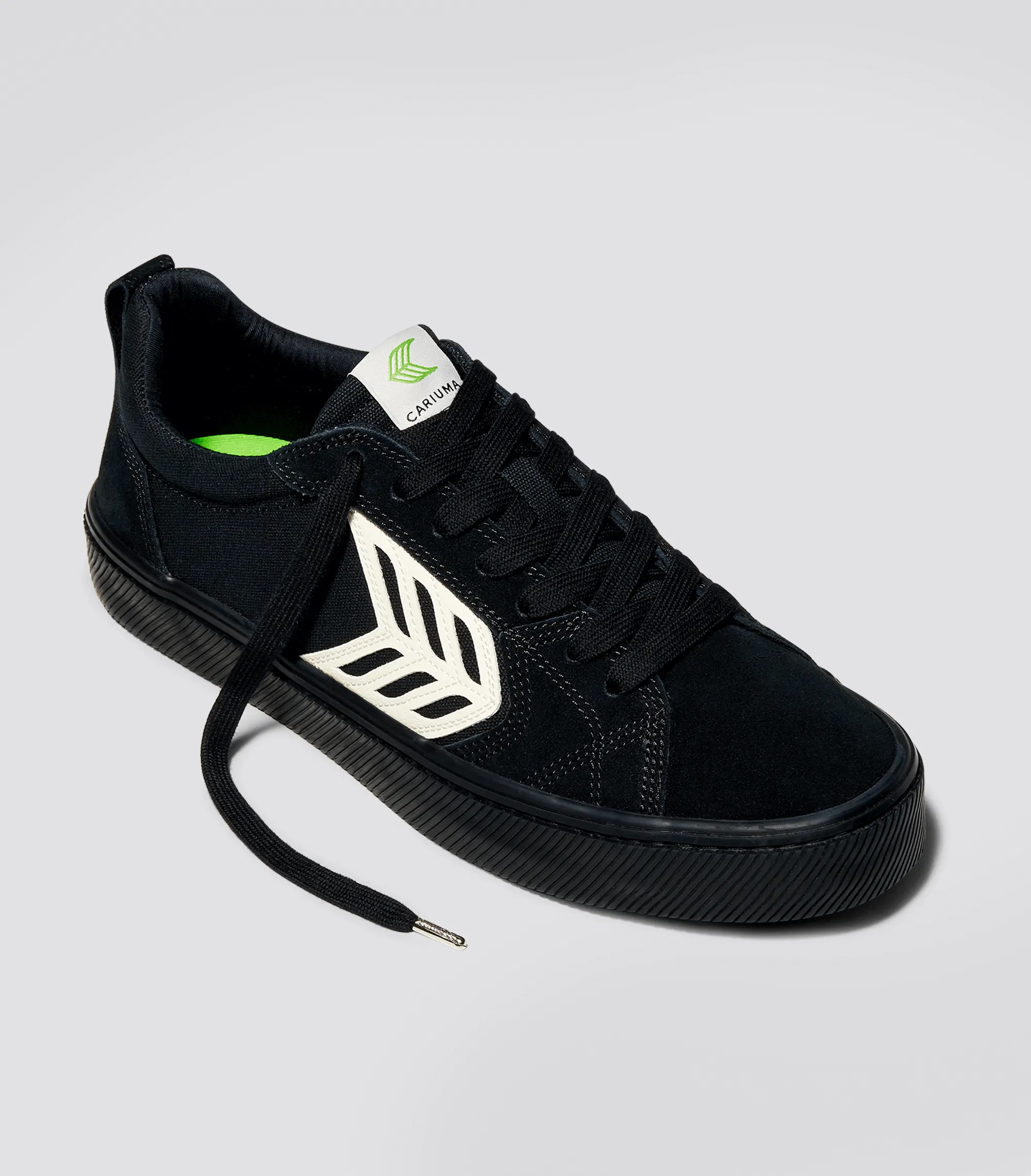 CATIBA PRO Low All Black Suede and Canvas Ivory Logo Sneaker Men
