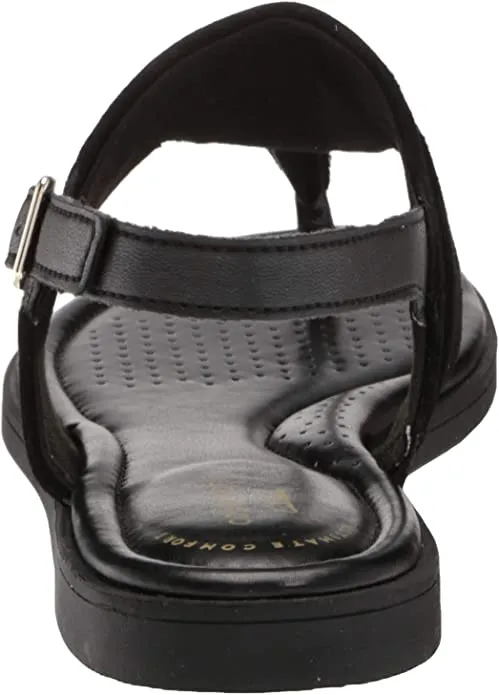Clarks Women's Reyna Glam Flat Sandal, Black Synthetic Interest Combi, 6