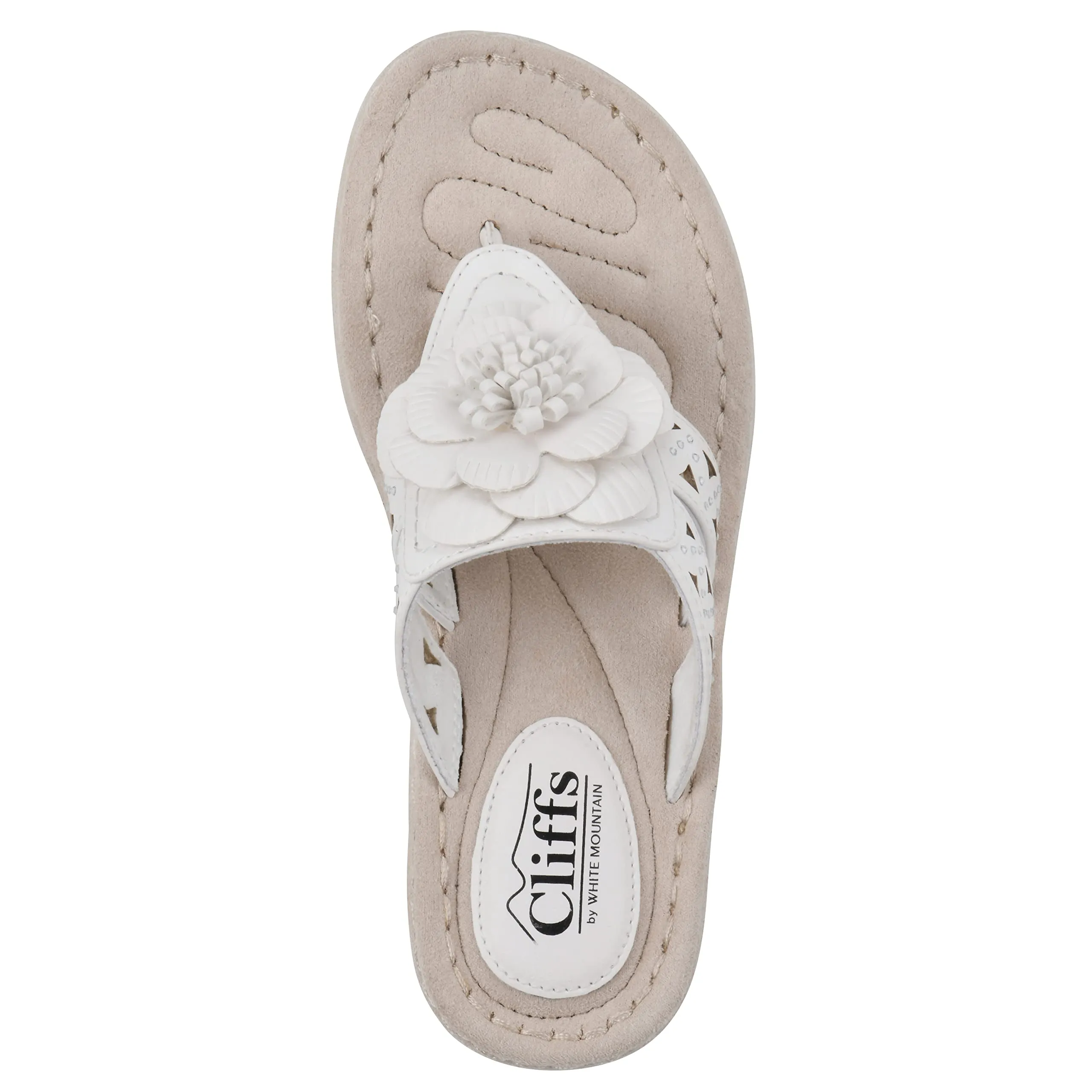 CLIFFS BY WHITE MOUNTAIN Cynthia Women's Thong Sandal, White/Smooth, 7.5 M