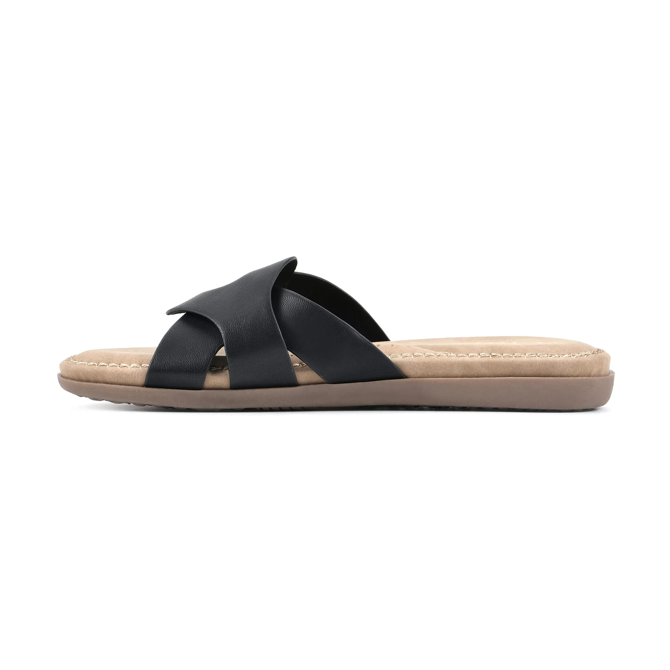 CLIFFS BY WHITE MOUNTAIN Fortunate Women's Slide Sandal, Black/Burnished/Smooth, 7.5 M