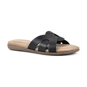 CLIFFS BY WHITE MOUNTAIN Fortunate Women's Slide Sandal, Black/Burnished/Smooth, 7.5 M