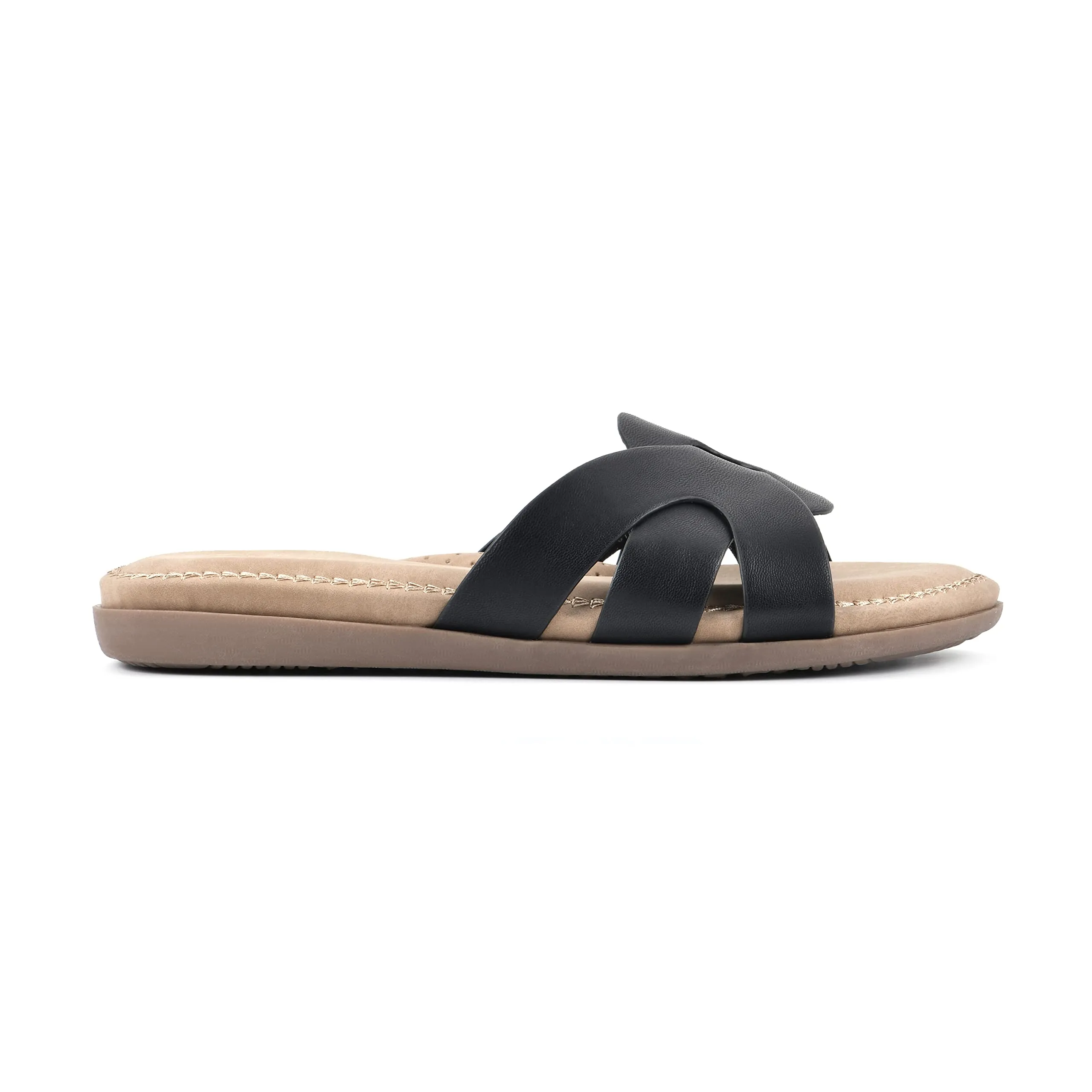 CLIFFS BY WHITE MOUNTAIN Fortunate Women's Slide Sandal, Black/Burnished/Smooth, 7.5 M
