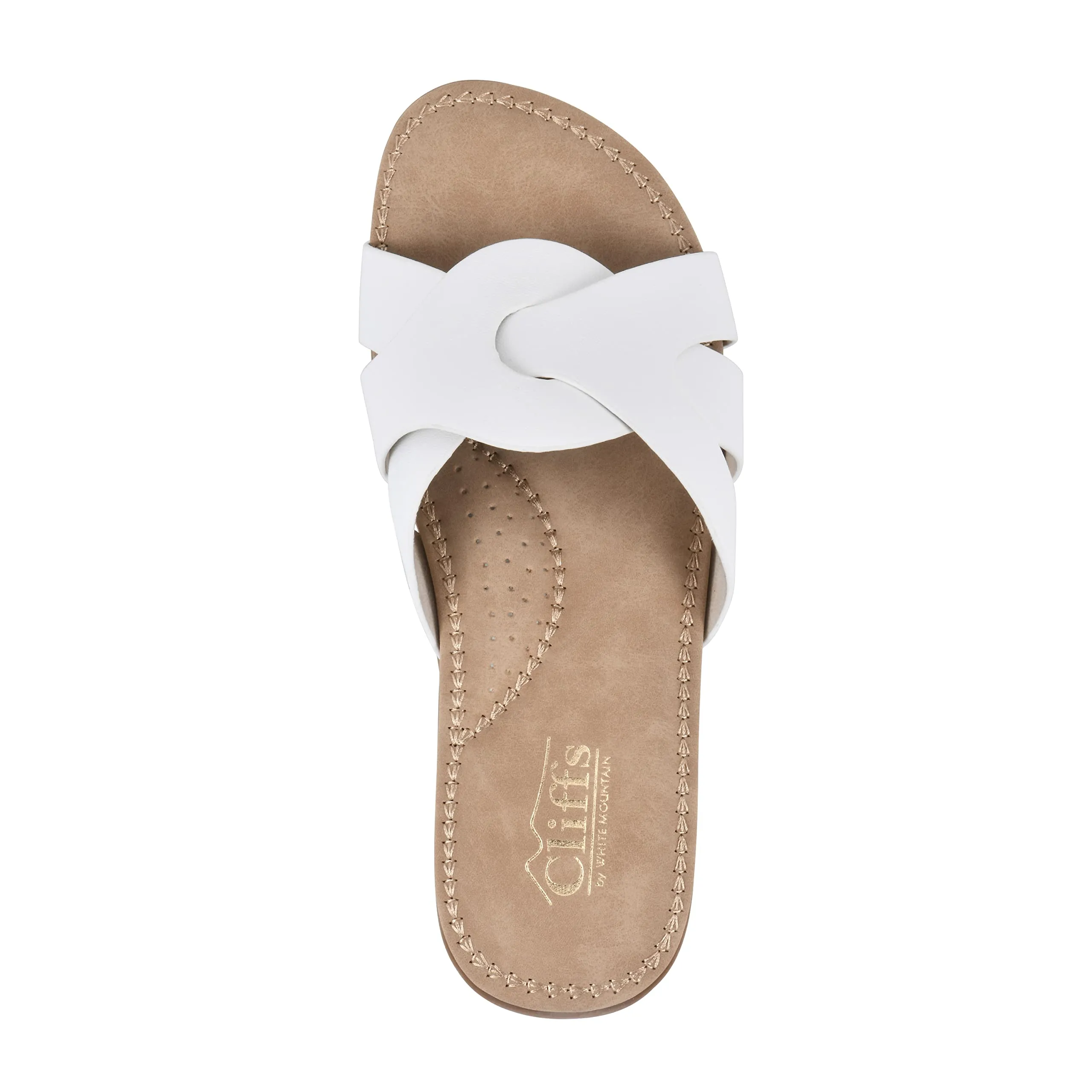 CLIFFS BY WHITE MOUNTAIN Fortunate Women's Slide Sandal, White/Burnished/Smooth, 10 M
