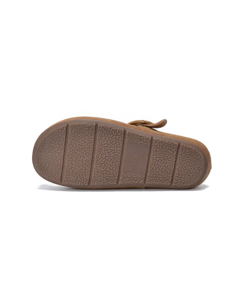 Comfortable Suede Buckle Wide Toe Box Clogs