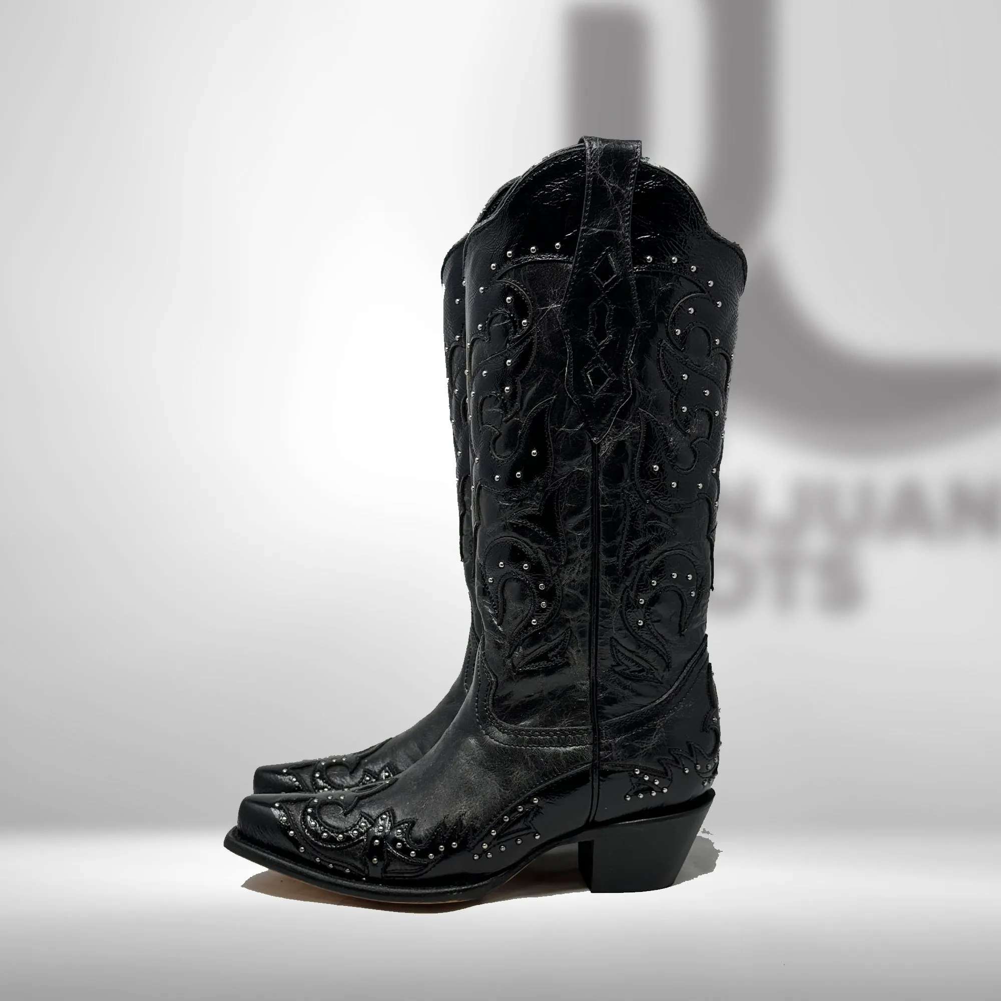 Corral Woman's Black Overlay Stud Wings Boots