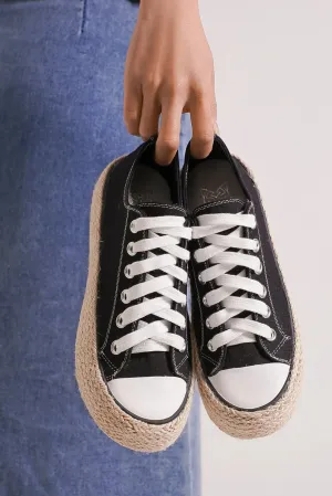 Corsica Lace Up Woven Espadrille Sole Sneakers | Poundton