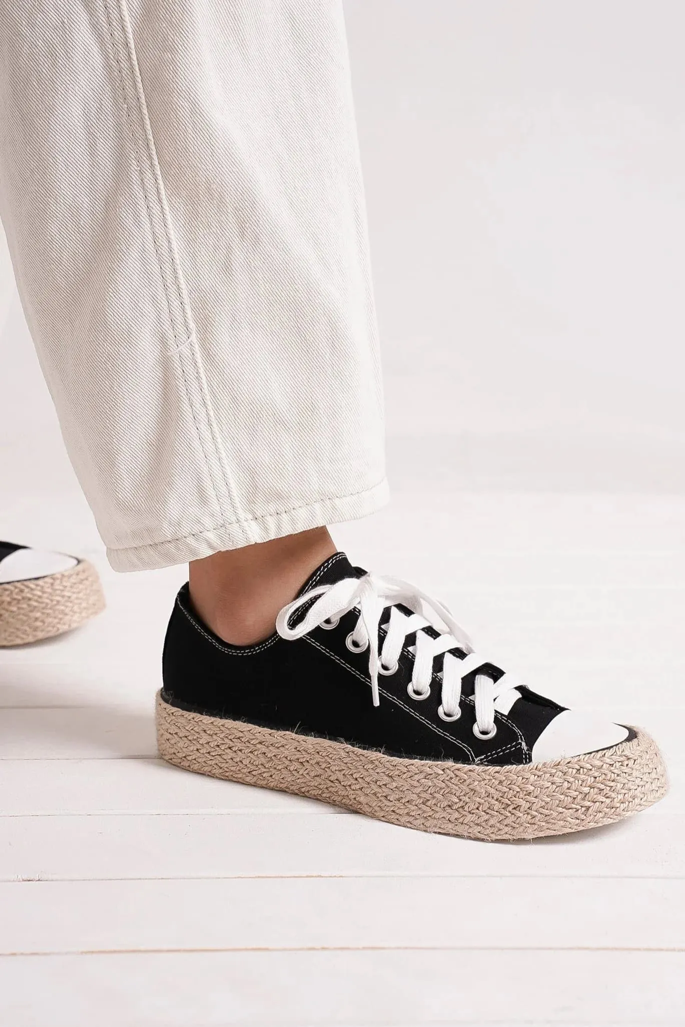 Corsica Lace Up Woven Espadrille Sole Sneakers | Poundton