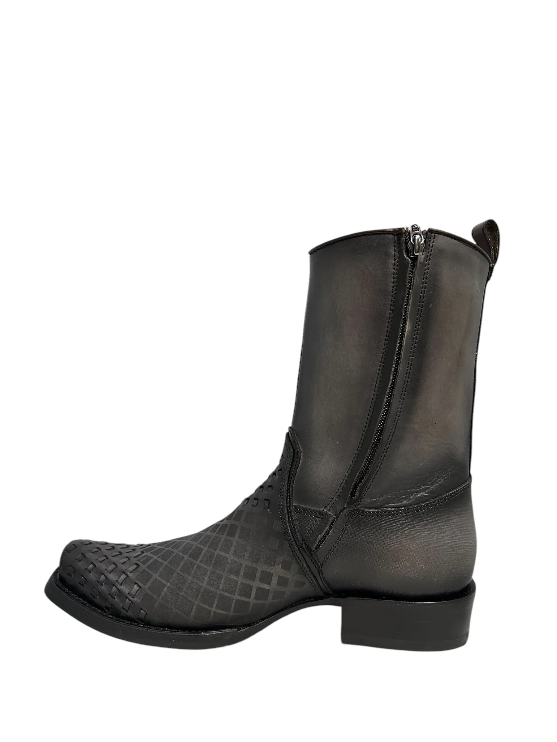 Cuadra Black Laser & Woven Narrow Square Toe - CU498