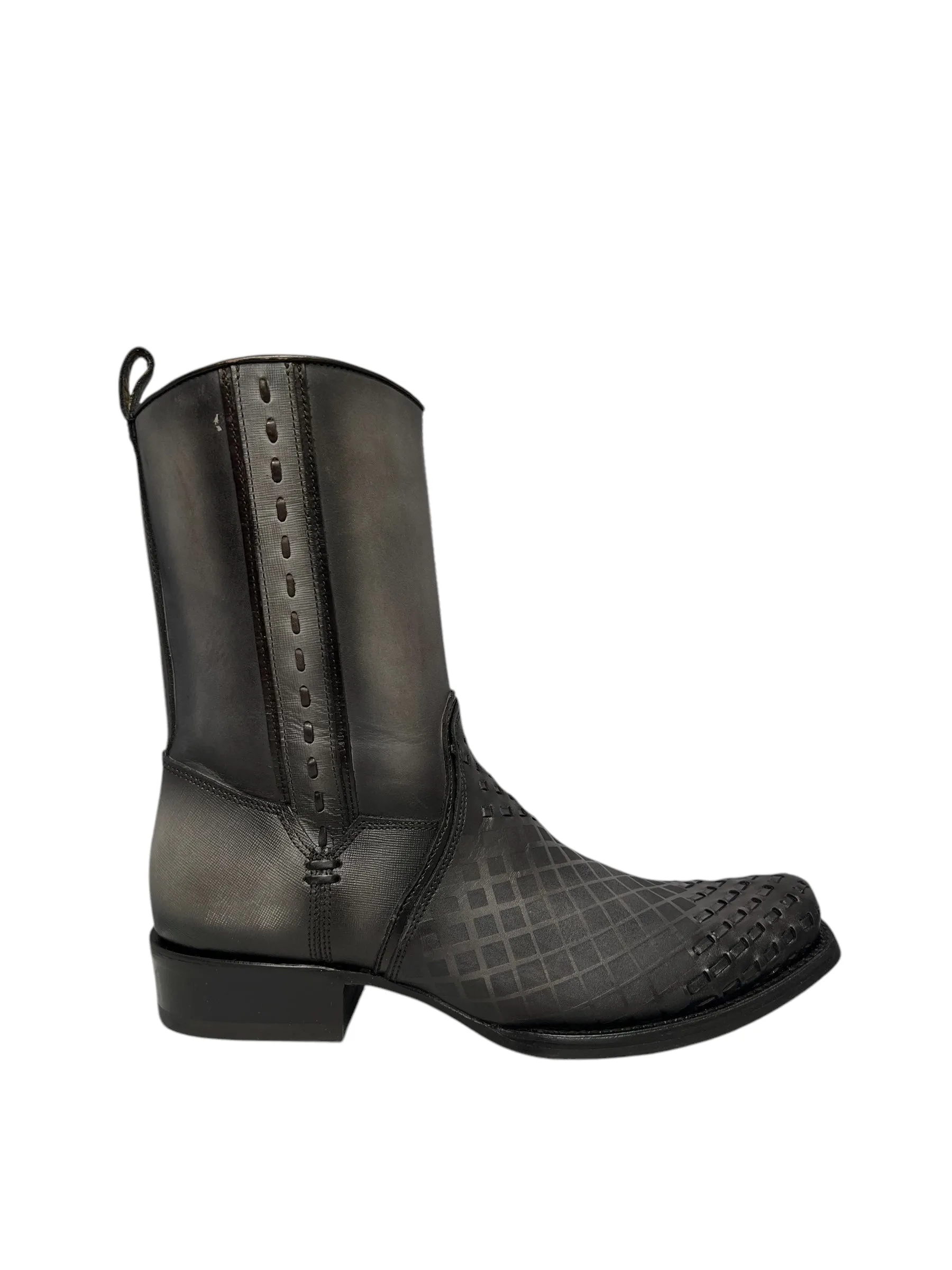 Cuadra Black Laser & Woven Narrow Square Toe - CU498