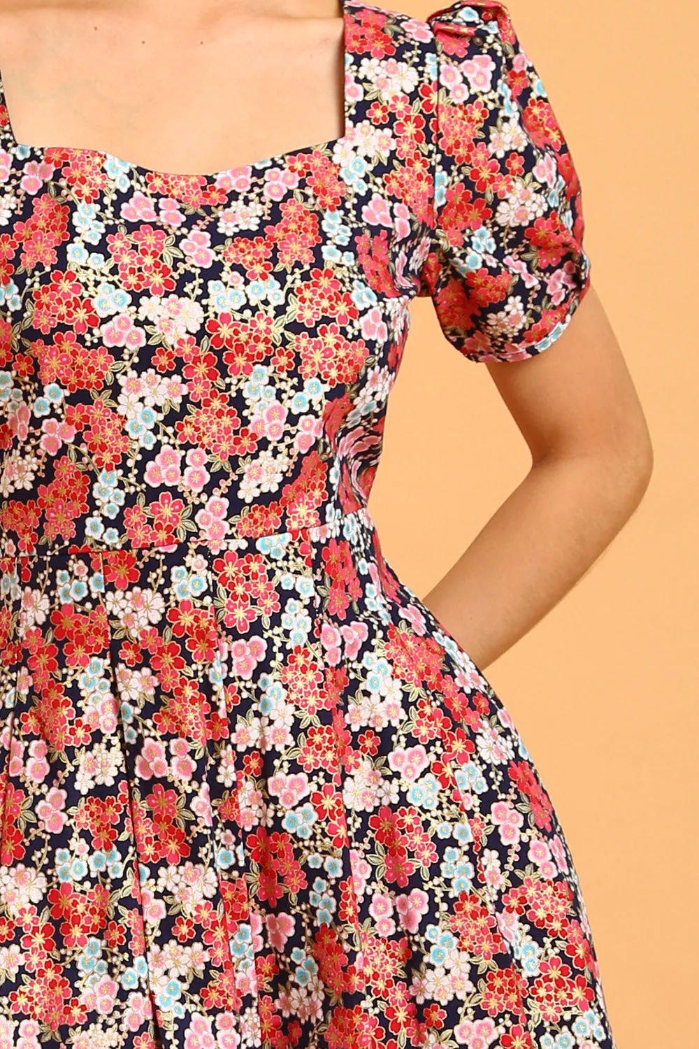 Daisy Linen Jumpsuit in Red Floral
