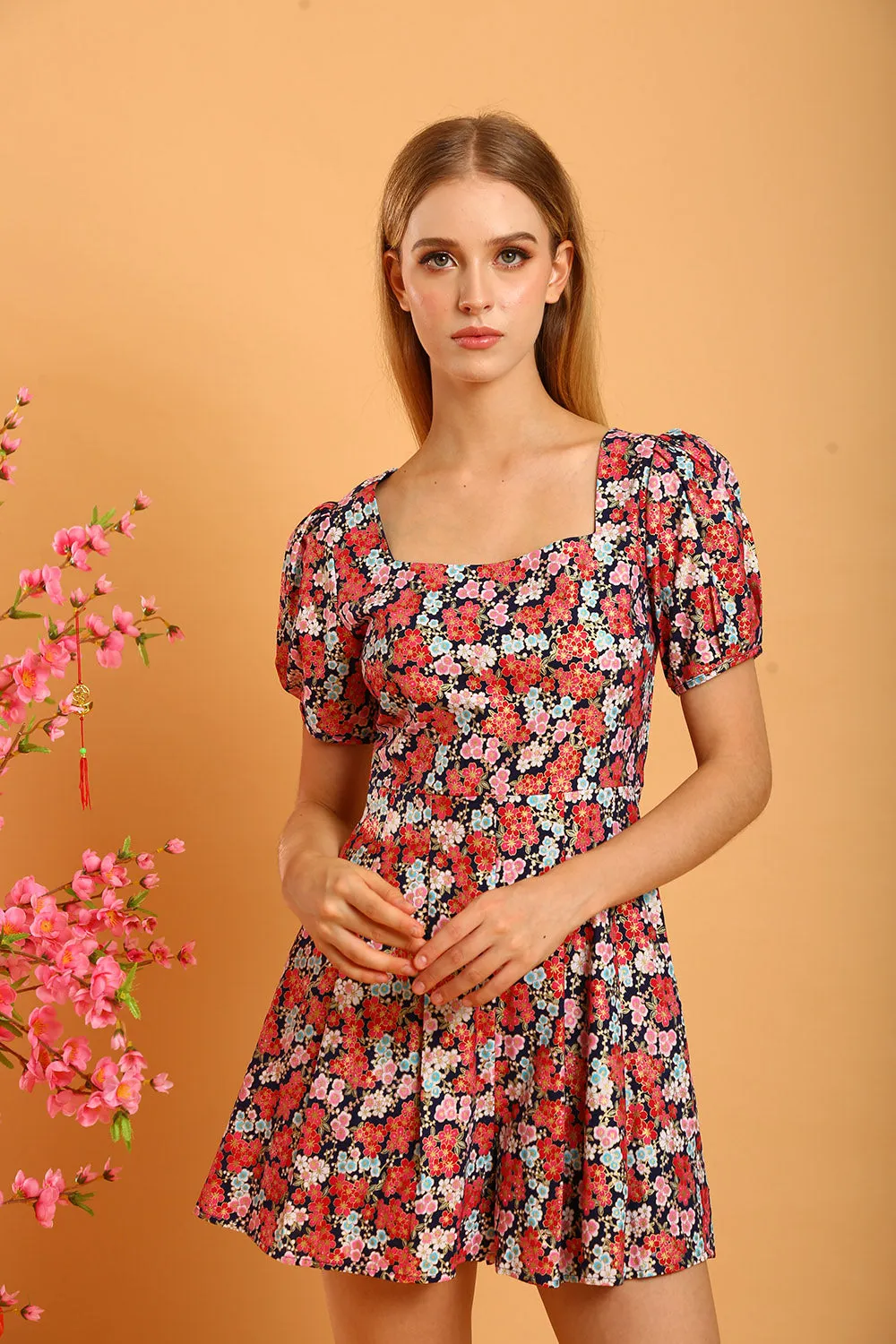 Daisy Linen Jumpsuit in Red Floral
