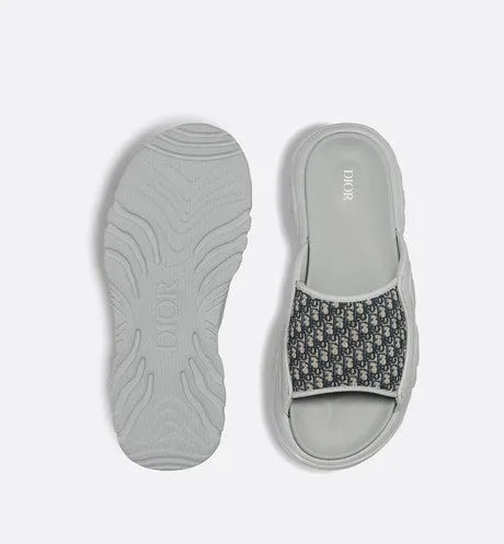 Dior H-Town Sandal • Gray Rubber with Beige and Black Dior Oblique Jacquard