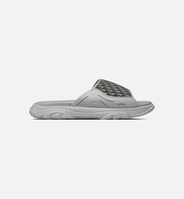 Dior H-Town Sandal • Gray Rubber with Beige and Black Dior Oblique Jacquard