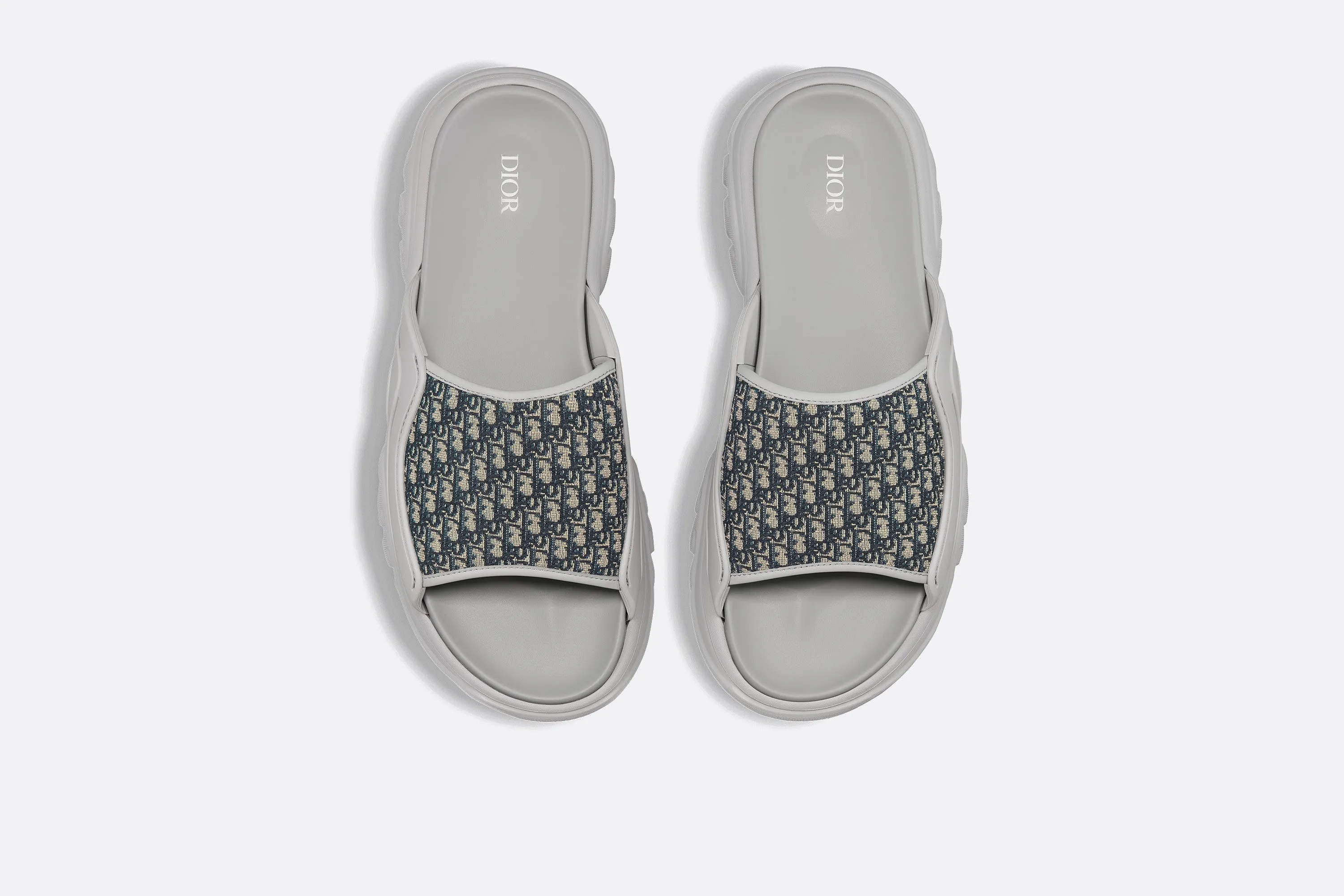 Dior H-Town Sandal • Gray Rubber with Beige and Black Dior Oblique Jacquard