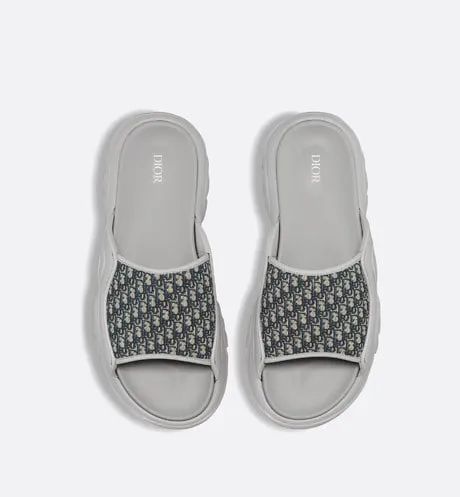Dior H-Town Sandal • Gray Rubber with Beige and Black Dior Oblique Jacquard