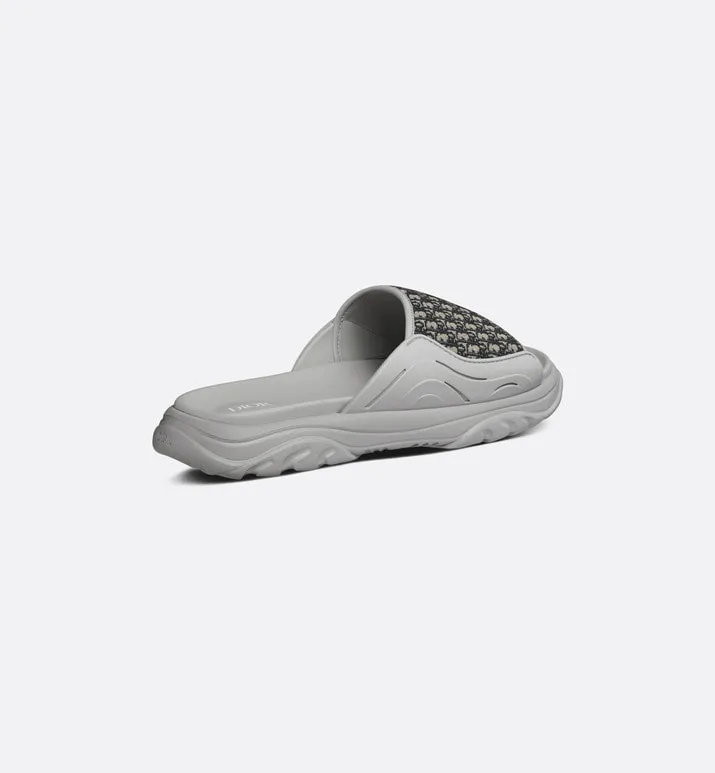 Dior H-Town Sandal • Gray Rubber with Beige and Black Dior Oblique Jacquard