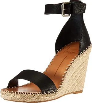 Dolce Vita Women's Noor Wedge Sandal, Black Leather, 10 M US