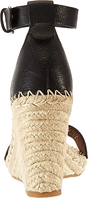 Dolce Vita Women's Noor Wedge Sandal, Black Leather, 10 M US