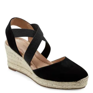 Easy Spirit Women's Meza Espadrille Wedge Sandal, Black 001, 9