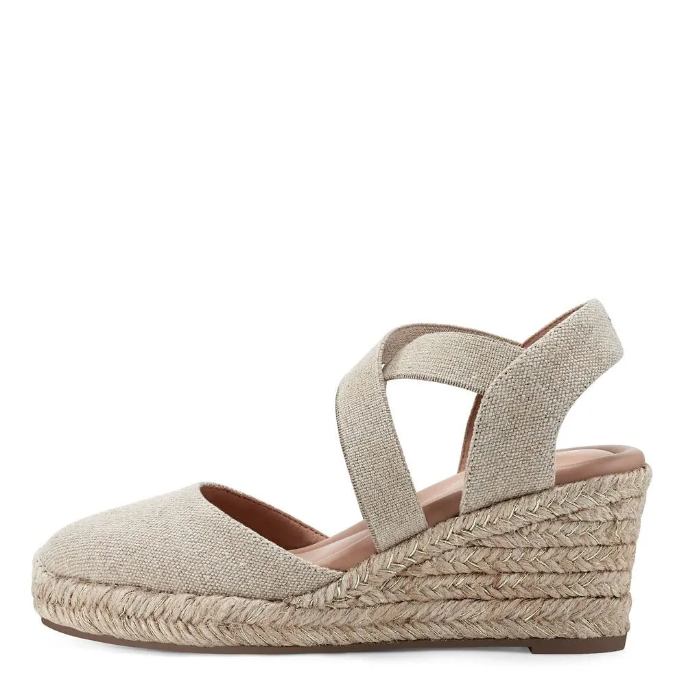Easy Spirit Women's Meza Espadrille Wedge Sandal, Gold 710, 8