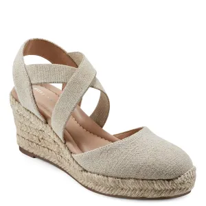 Easy Spirit Women's Meza Espadrille Wedge Sandal, Gold 710, 8