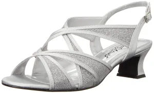 Easy Street Women's Tristen Slingback Sandal Heeled, Silver-Glitter, 7.5