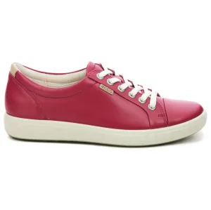 Ecco Soft 7 Full Grain Leather Women's Fashion Trainers - Chili Red