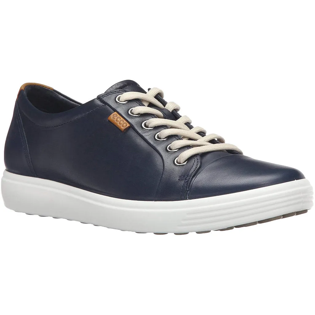 Ecco Soft 7 Full Grain Leather Women's Fashion Trainers - Marine