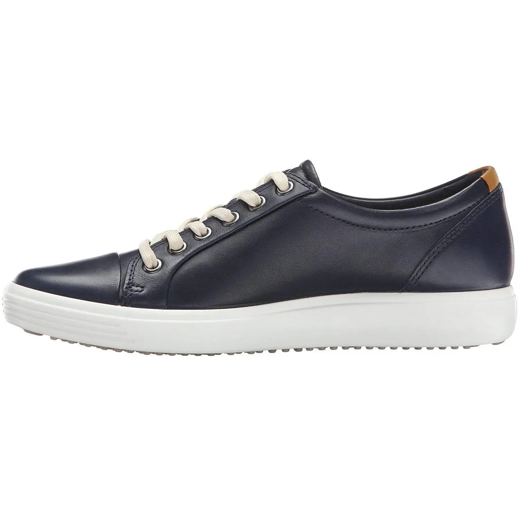Ecco Soft 7 Full Grain Leather Women's Fashion Trainers - Marine